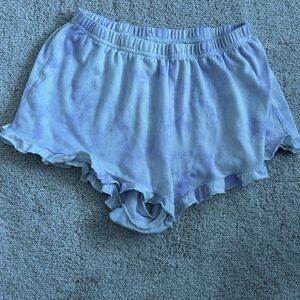 Women's Light Blue Ruffle Sleep Shorts
